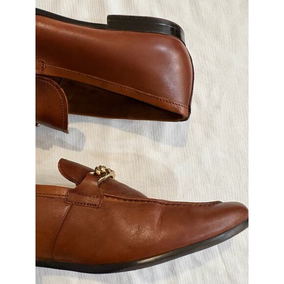 Aldo Leather Loafers Brown Gold Chain Accent Slip On Mens 8 EU 41 main image 5